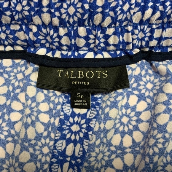 TALBOTS Petites Blue Geometric Print Flowing Straight Leg Trouser Tuxedo Stripe - Picture 8 of 10